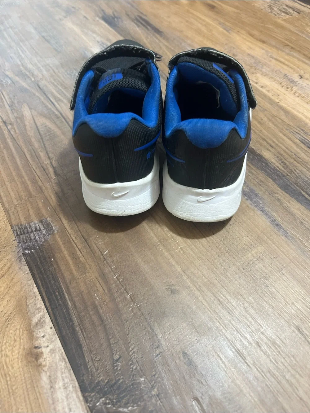 Nike Kids Black and Royal Blue Velcro Sneakers